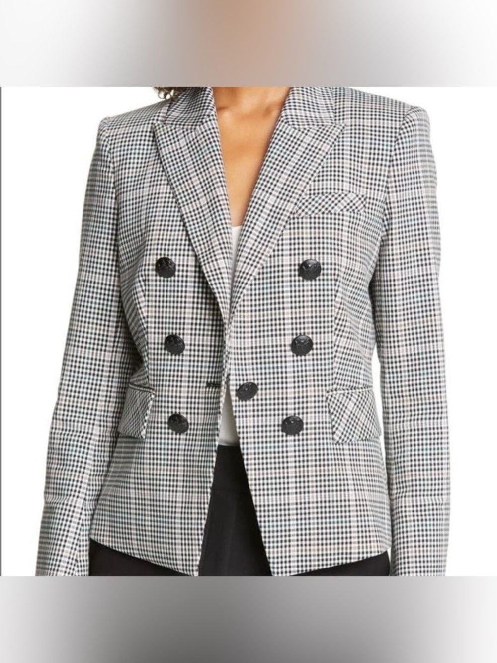 Veronica Beard Houndstooth Double Breasted Blazer Jacket Women’s 4 Wool Blend
